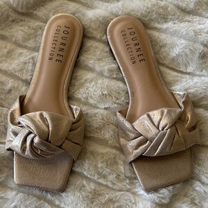 Journee Collection Gold Knot Slide Sandals